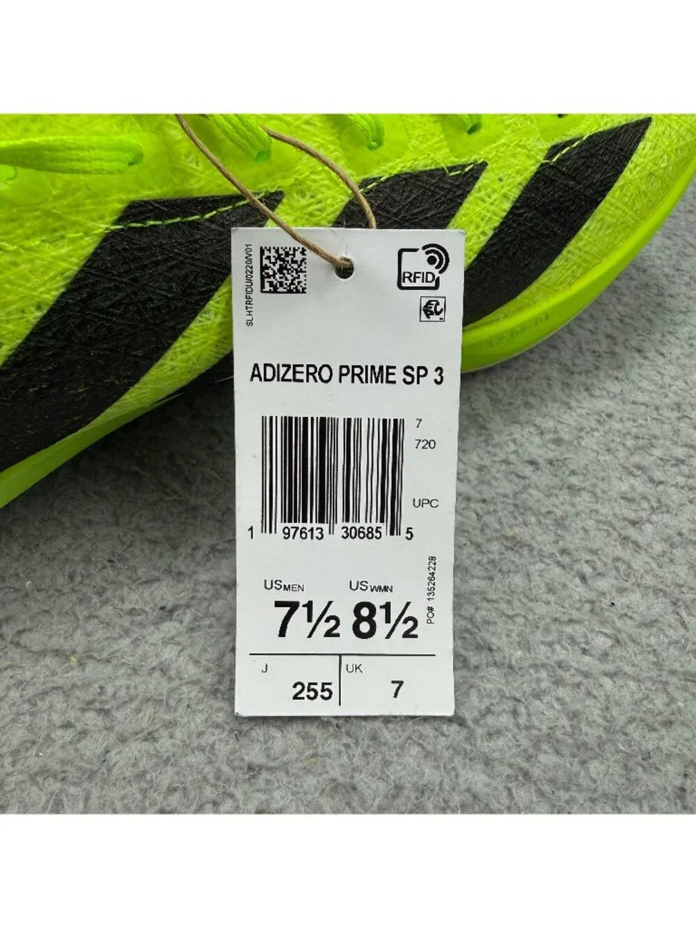 Adidas Adizero Prime SP 3 Strung Men 7.5 Lucid Lemon Track & Field Running Cleat